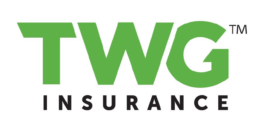 The TWG Insurance company logo featuring bold green letters with a registered trademark symbol and black text beneath.